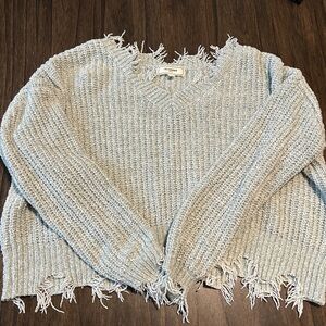 Wild Fable Green V-Neck Sweater with Ribbed Texture